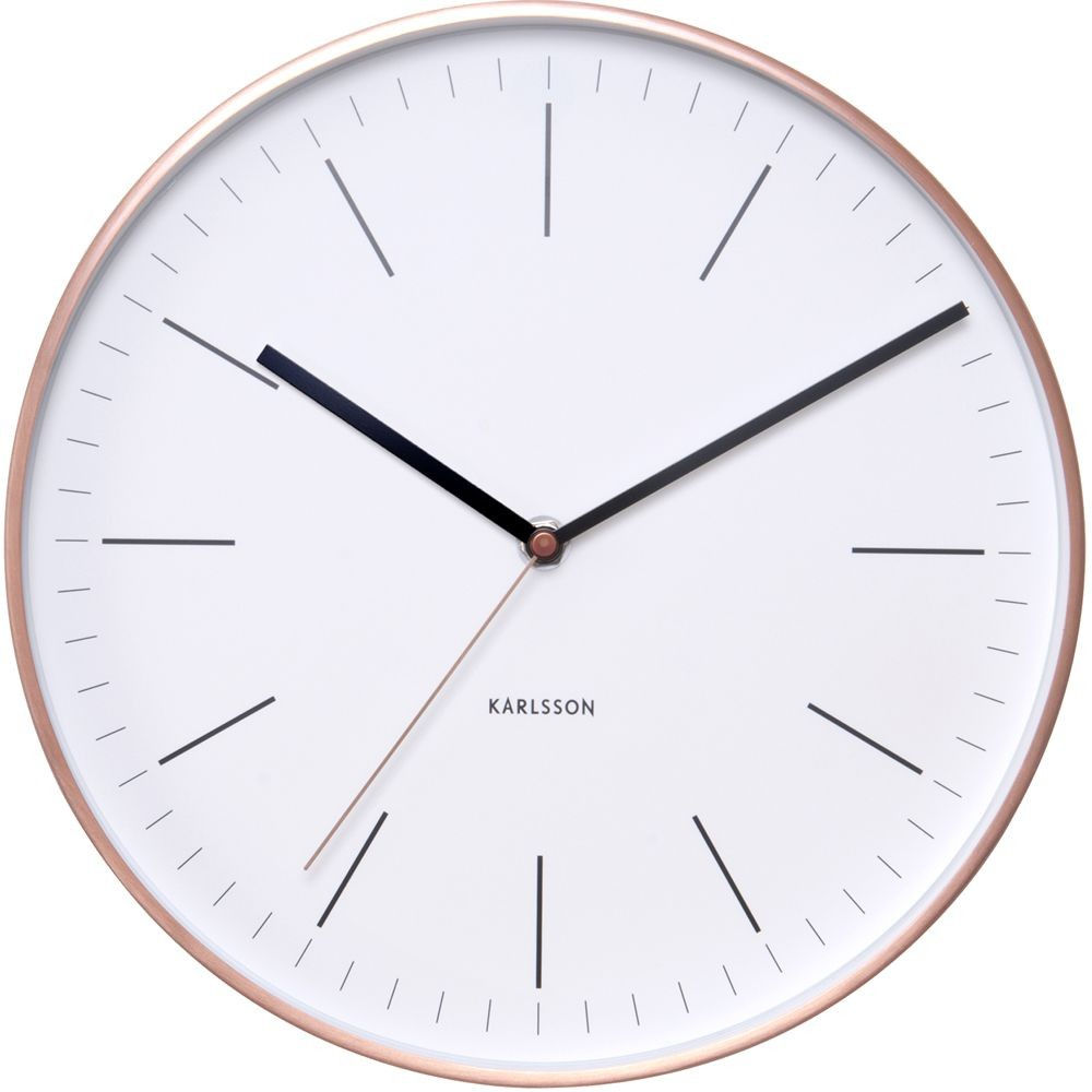 おしゃれな壁掛け時計 Karlsson Minimal ホワイト カッパー